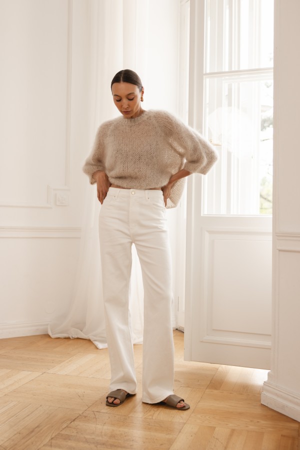 3376 Spodnie Jeansowe Wide Leg Cream