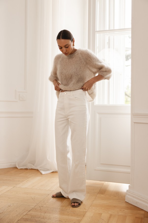 3376 Spodnie Jeansowe Wide Leg Cream
