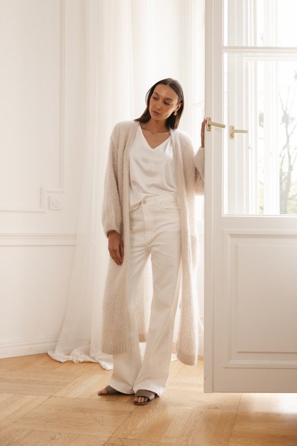3376 Spodnie Jeansowe Wide Leg Cream