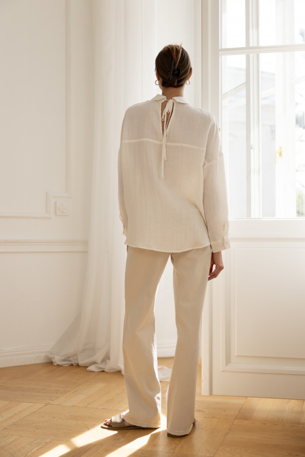 3376 Spodnie Jeansowe Wide Leg Jasny Beż