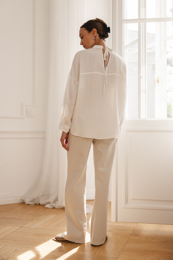 3376 Spodnie Jeansowe Wide Leg Jasny Beż