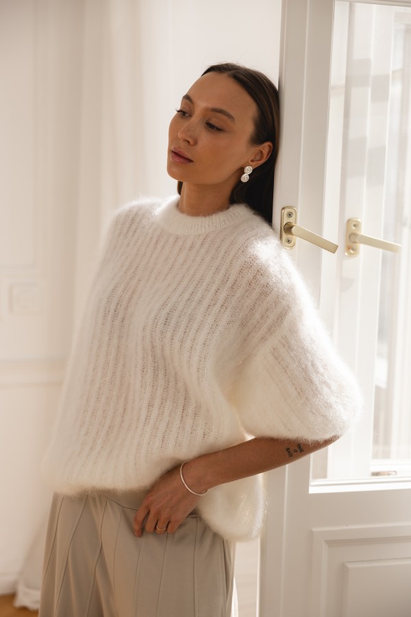 Charlie Moherowy Sweter Ecru Premium
