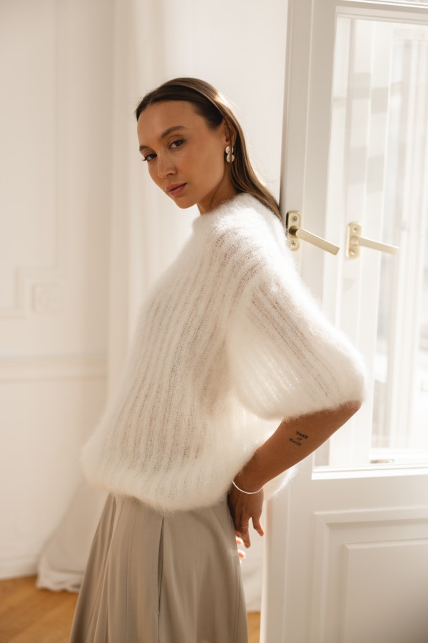 Charlie Moherowy Sweter Ecru Premium