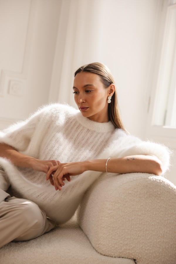 Charlie Moherowy Sweter Ecru Premium
