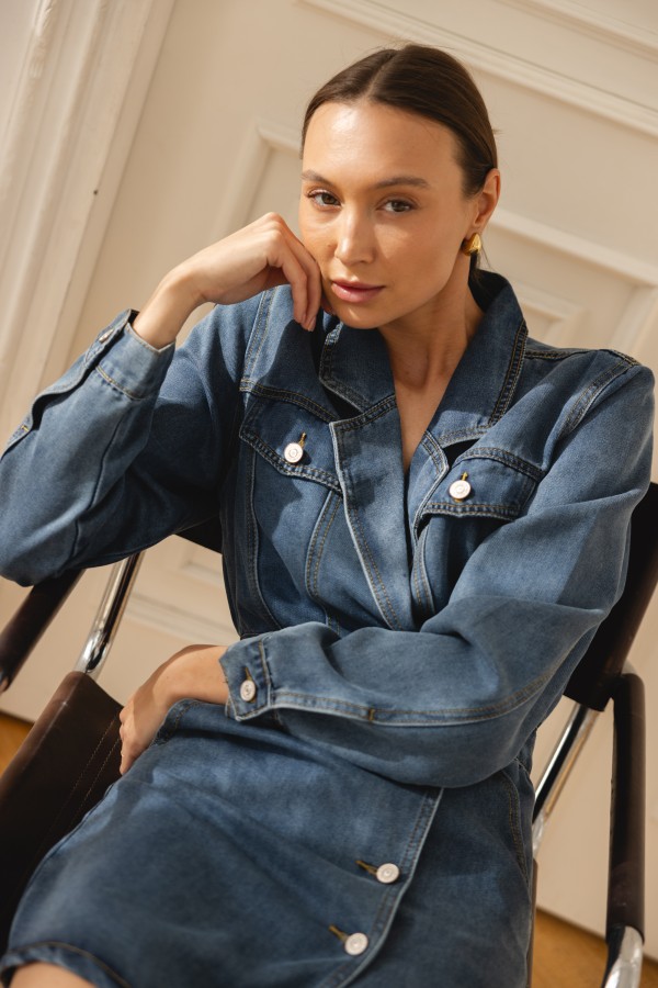 Kate Denim Dress Dark Blue