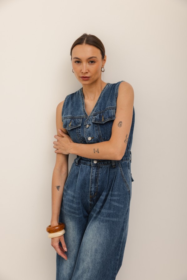 Bonnie Kombinezon Jeansowy Dark Blue