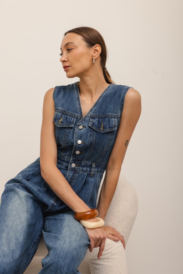 Bonnie Kombinezon Jeansowy Dark Blue