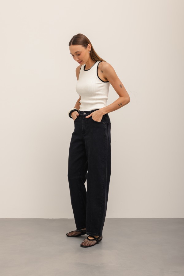 MG688 Spodnie Jeansowe Barrel Black