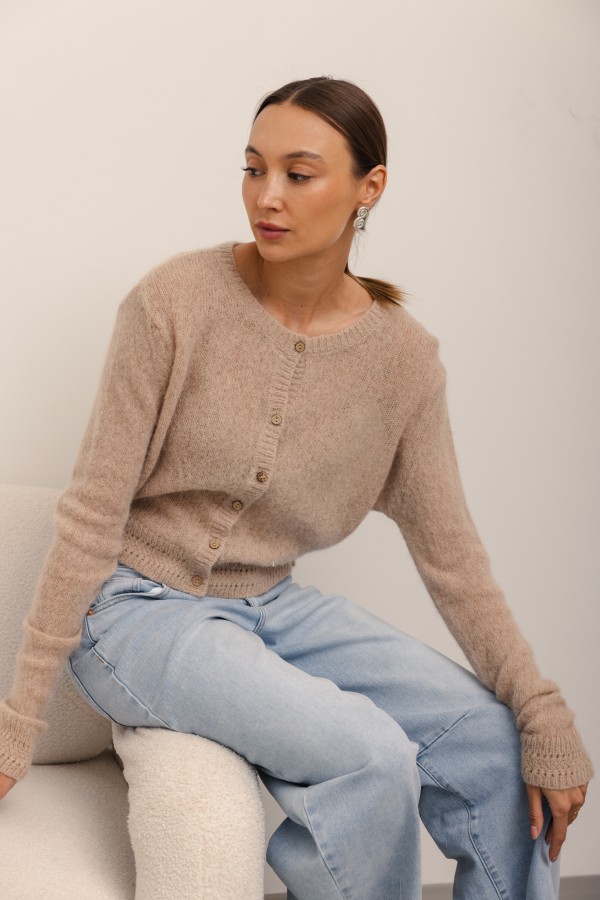 Nico Alpaca Cardigan Beige