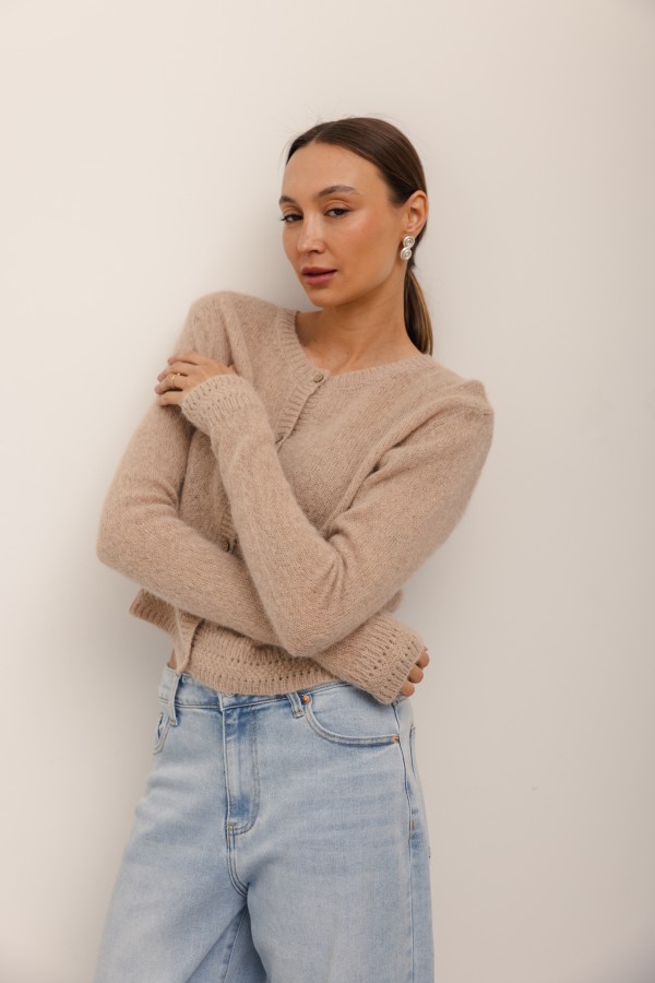 Nico Alpaca Cardigan Beige