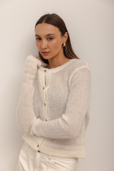 Nico Kardigan Z Alpaki Ecru
