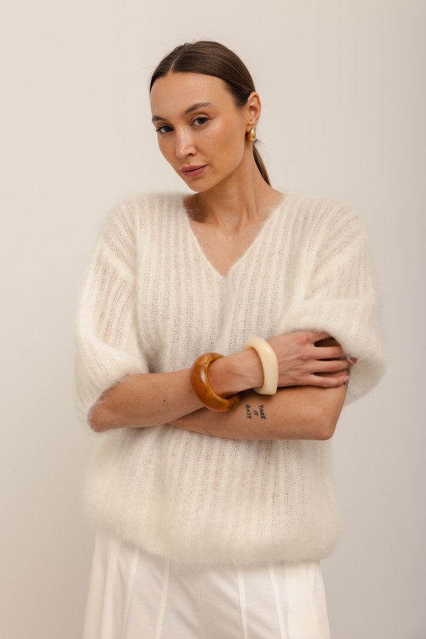 Smith Mohair Sweater Ecru Premium