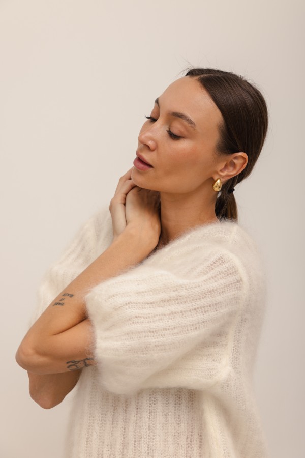 Smith Moherowy Sweter Ecru Premium