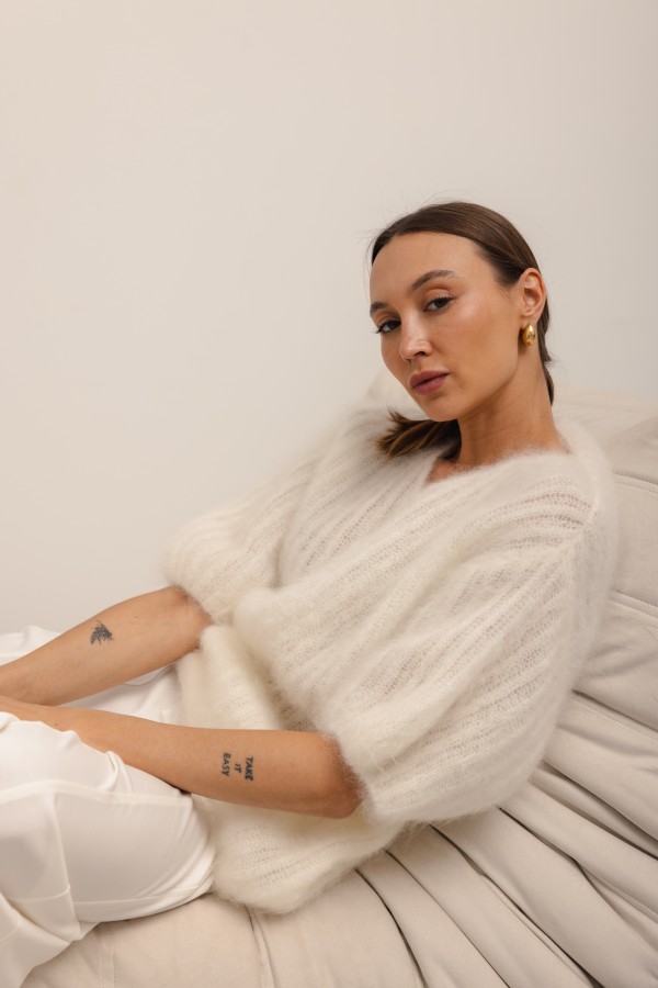 Smith Moherowy Sweter Ecru Premium