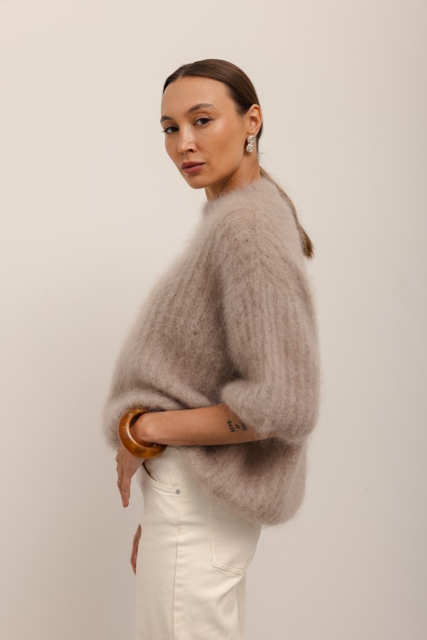Charlie Moherowy Sweter Beż Premium