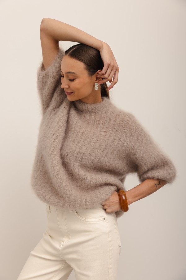Charlie Moherowy Sweter Beż Premium