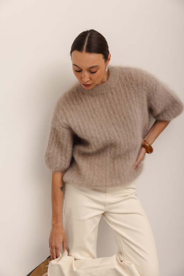 Charlie Moherowy Sweter Beż Premium