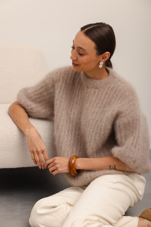 Charlie Moherowy Sweter Beż Premium