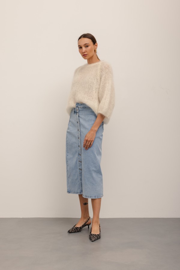 MG617 Buttoned Denim Skirt
