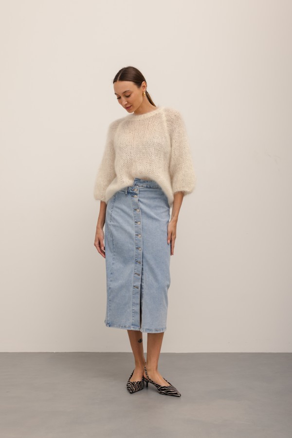 MG617 Buttoned Denim Skirt