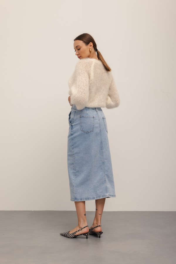 MG617 Buttoned Denim Skirt