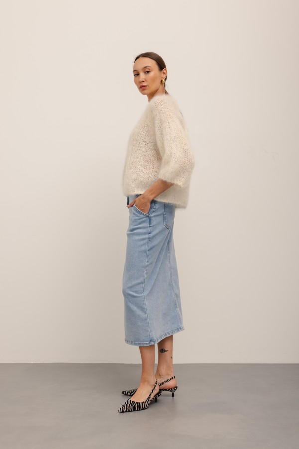 MG617 Buttoned Denim Skirt