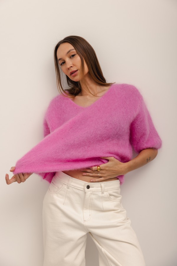 Maxwell Moherowy Sweter Fuksja Premium