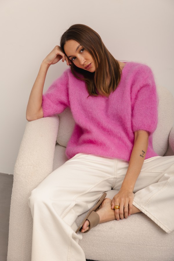 Maxwell Moherowy Sweter Fuksja Premium