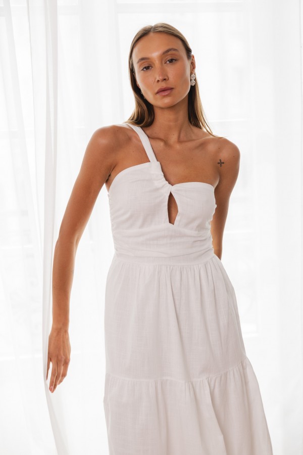 Alina Sukienka Na Jedno Ramię Biała