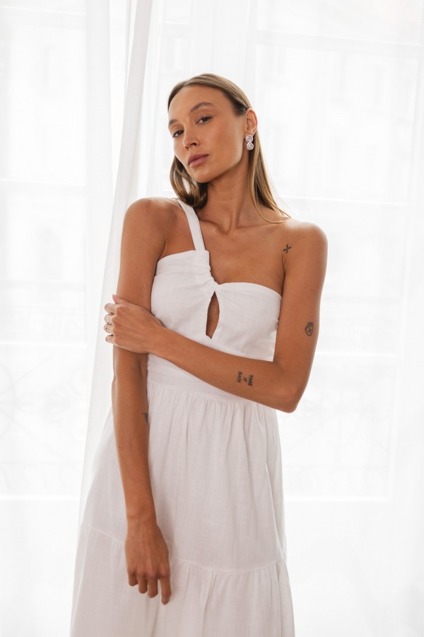 Alina Sukienka Na Jedno Ramię Biała