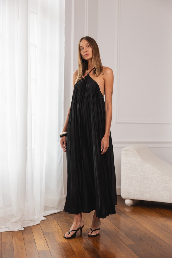 Noir Sukienka Maxi Plisowana Czarna
