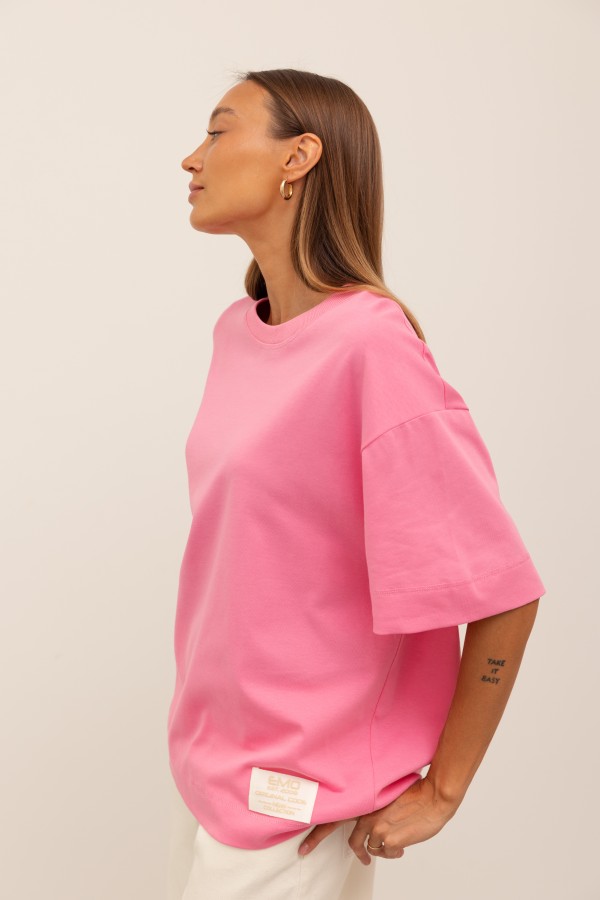 Steve T-shirt Gładki Różowy