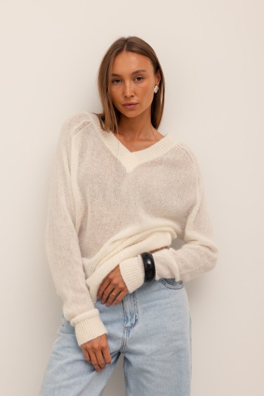 Milan Sweter Z Alpaki Ecru