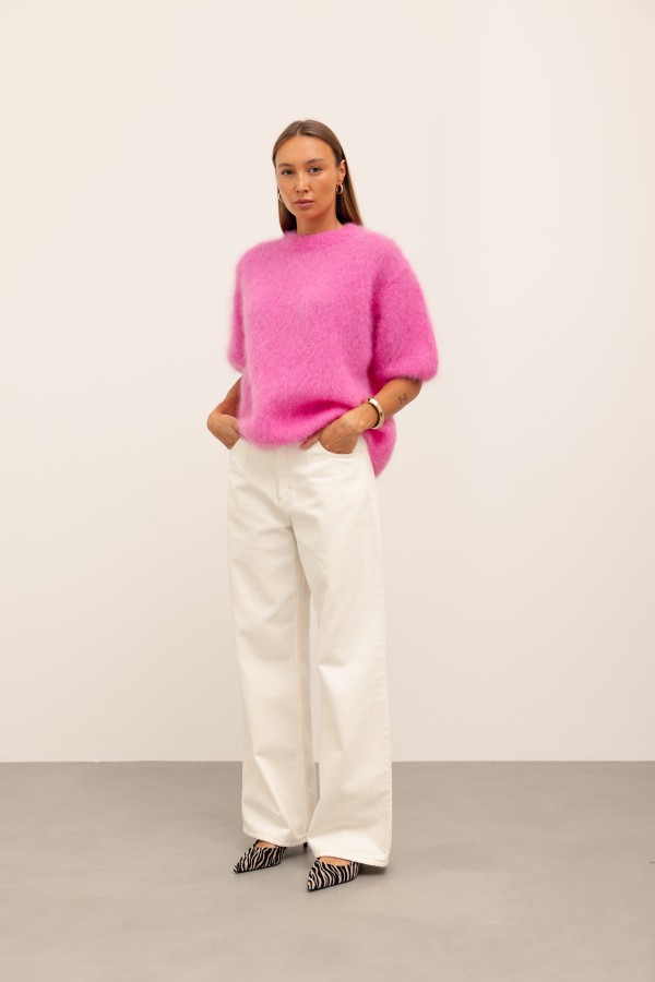 Steven Moherowy Sweter Fuksja Premium