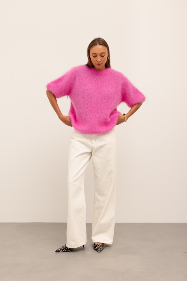 Steven Moherowy Sweter Fuksja Premium