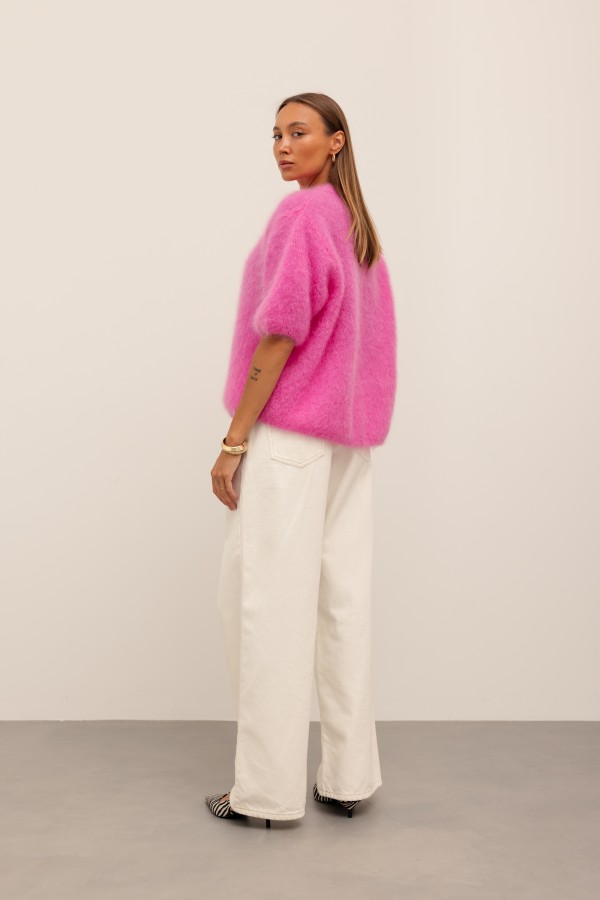 Steven Moherowy Sweter Fuksja Premium