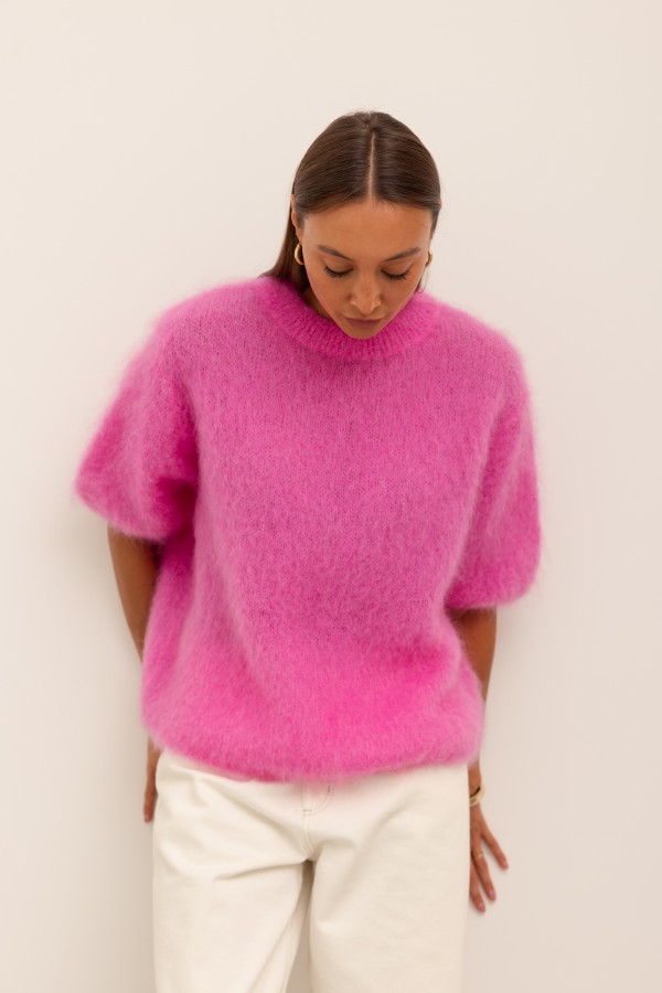Steven Moherowy Sweter Fuksja Premium