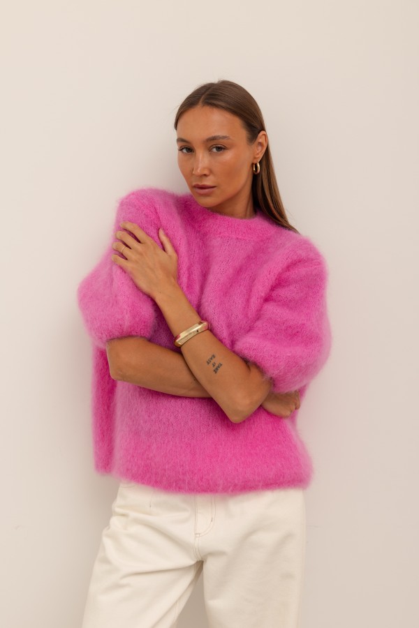 Steven Moherowy Sweter Fuksja Premium
