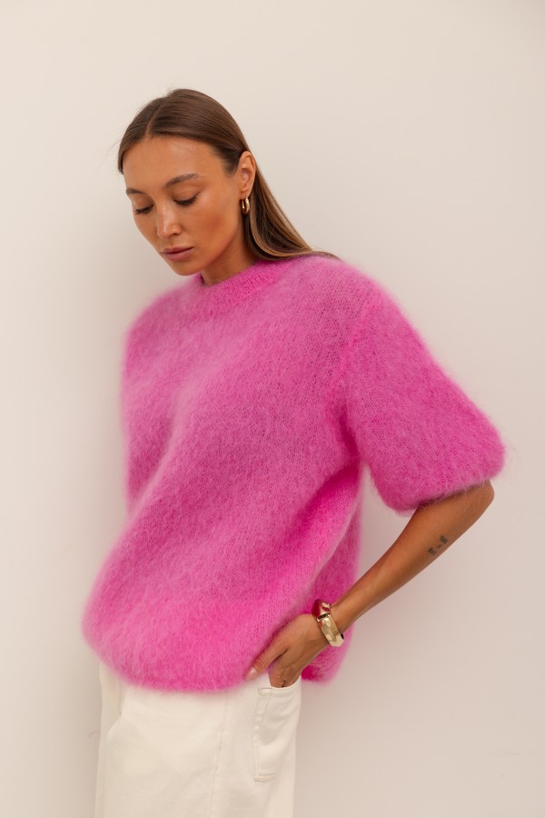 Steven Moherowy Sweter Fuksja Premium