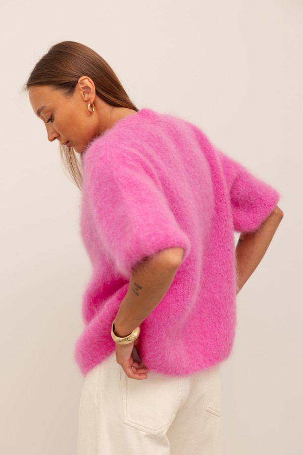Steven Moherowy Sweter Fuksja Premium