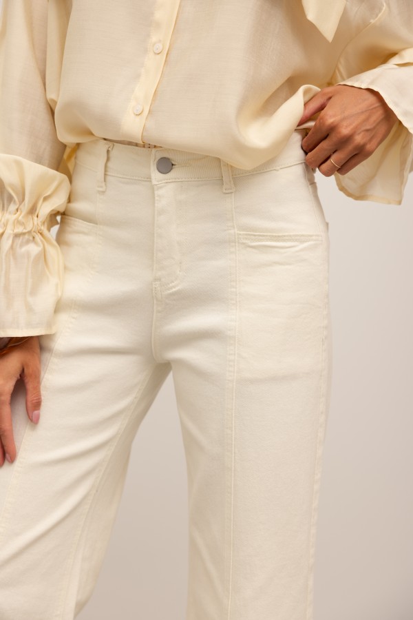 B808 Spodnie Jeansowe Wide Leg Cream