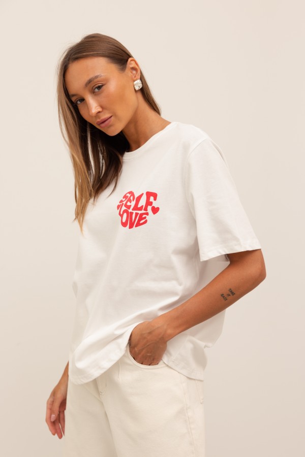 Self Love T-shirt Biały
