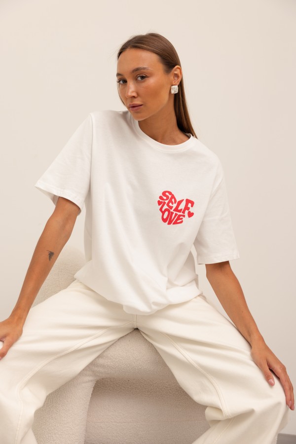Self Love T-shirt Biały