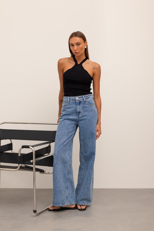9024 Spodnie Jeansowe Wide Leg Blue