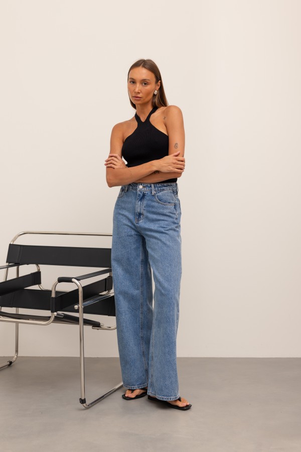 9024 Spodnie Jeansowe Wide Leg Blue
