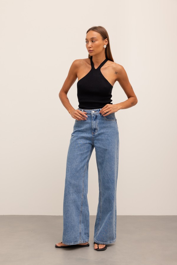 9024 Spodnie Jeansowe Wide Leg Blue