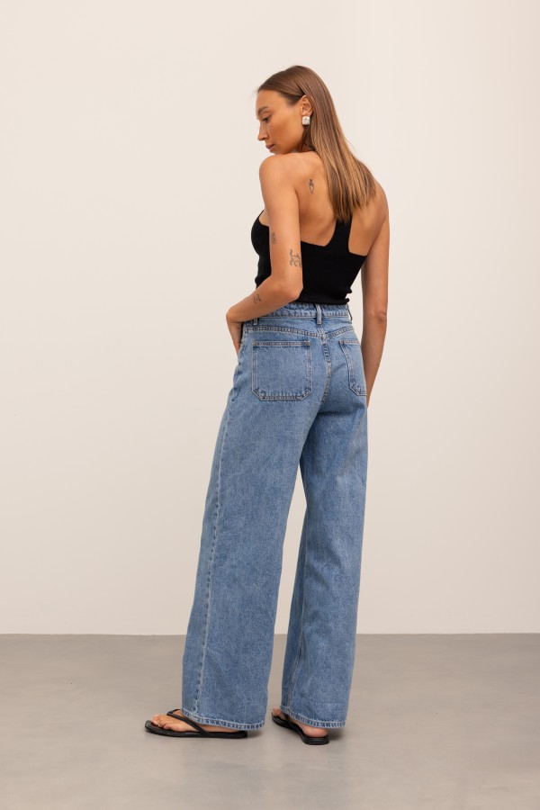 9024 Spodnie Jeansowe Wide Leg Blue