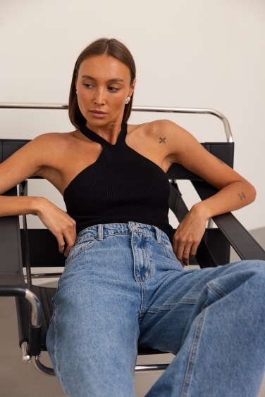 Gabbie Top Dzianinowy Czarny