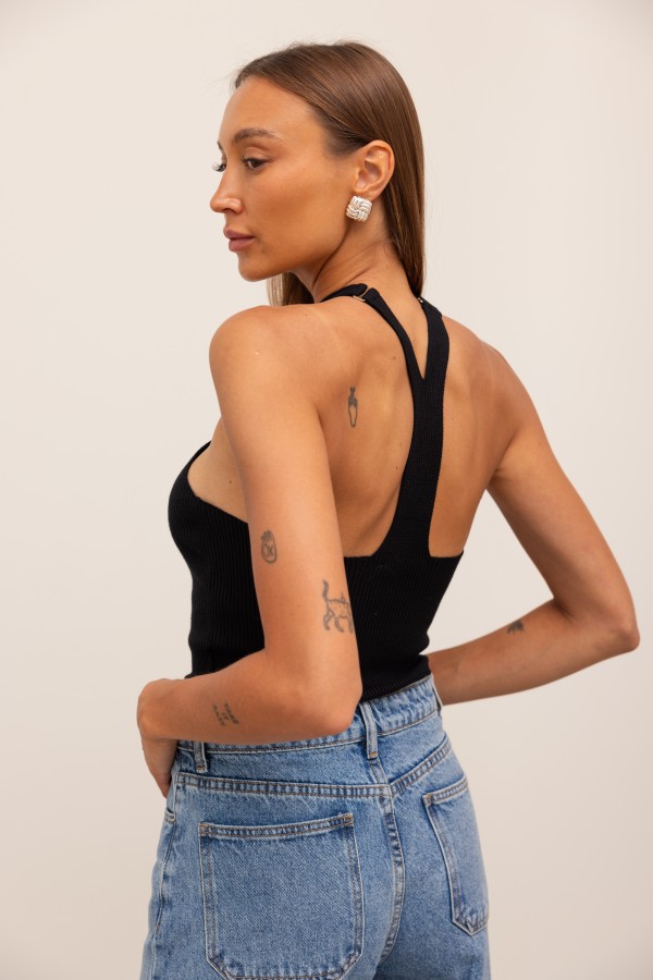 Gabbie Top Dzianinowy Czarny