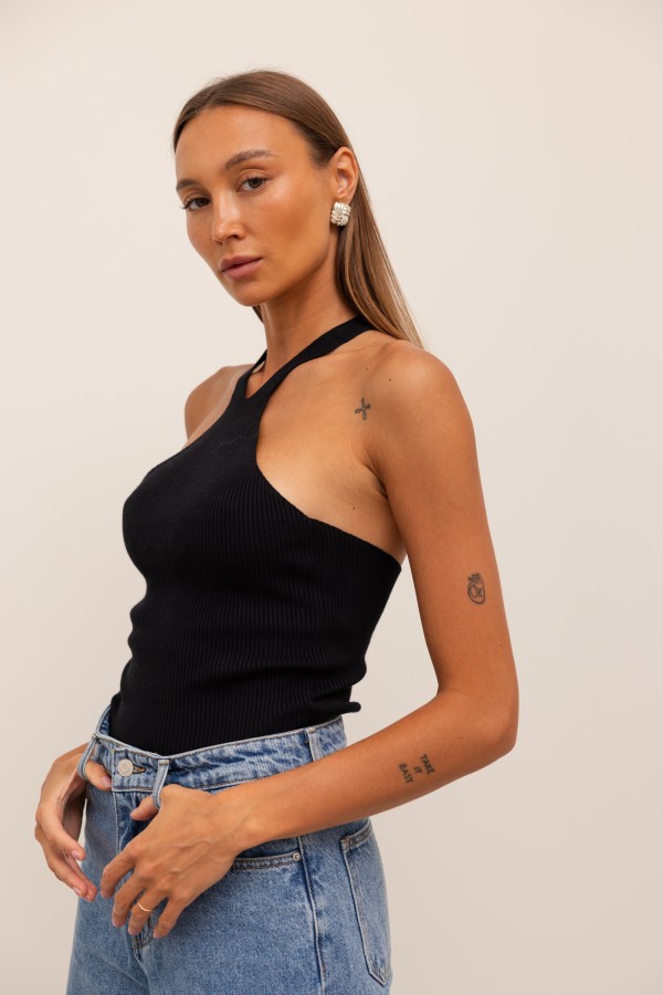 Gabbie Top Dzianinowy Czarny